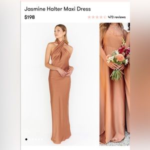 Jasmine Halter Maxi Dress ~ Copper Luxe Satin